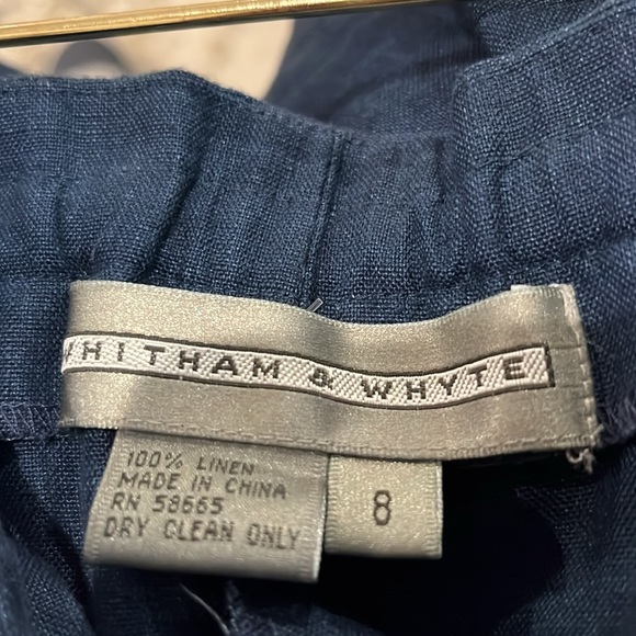 Linen navy slacks drawstring waist size 8 wide legs NWT new never worn - Picture 5 of 5